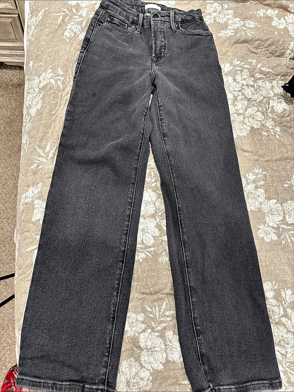 Good American Good Straight Jeans Straight Leg Black Waist 26